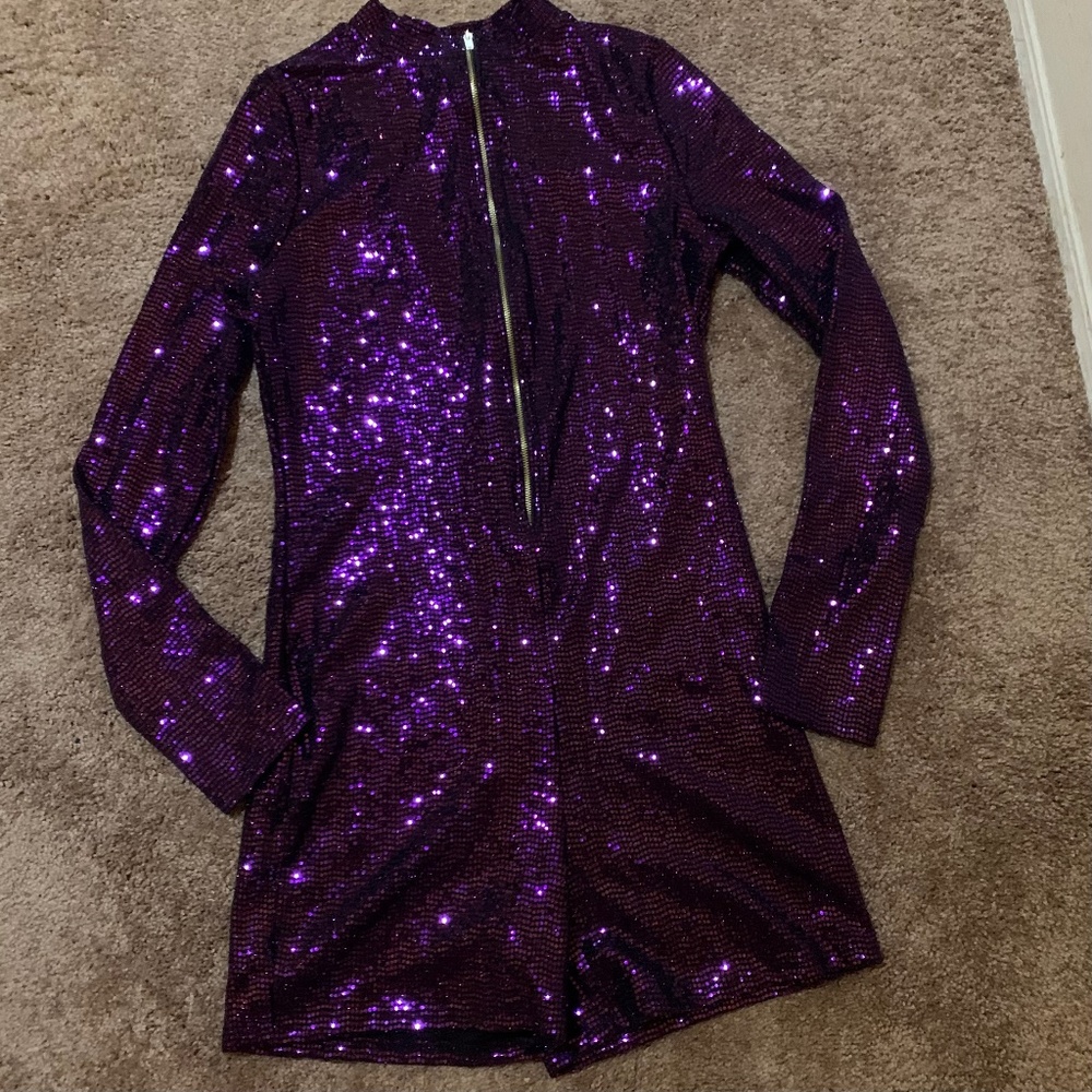 Ladies  Purple glitter Romper